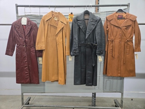 Collection of (4) 1970's era leather trenchcoats