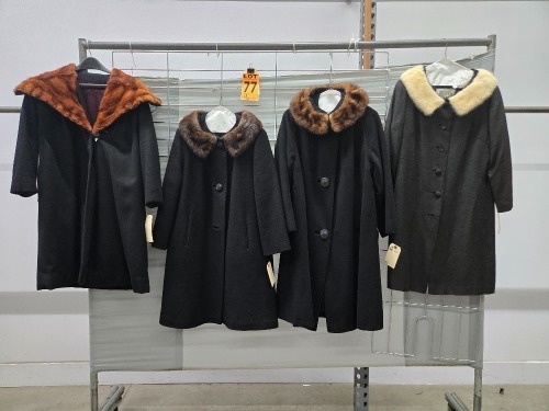 Collection of (5) 1960's era coats with trim