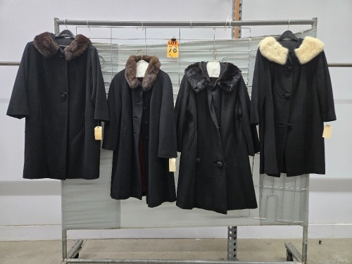 Collection of (5) coats with trim