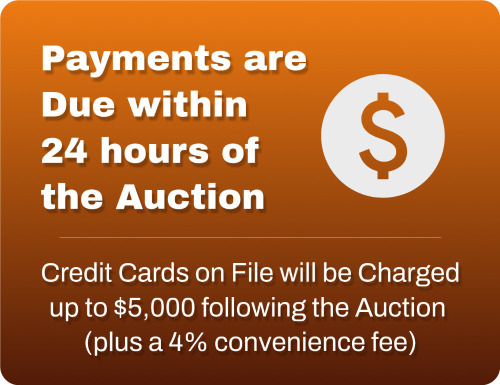 Payments Due with 24 hours of the Auction