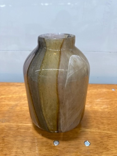 Art Glass Vase - Earth-Tone Swirl Design