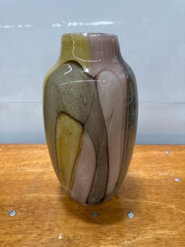 Art Glass Vase - Earth-Tone Swirl Design