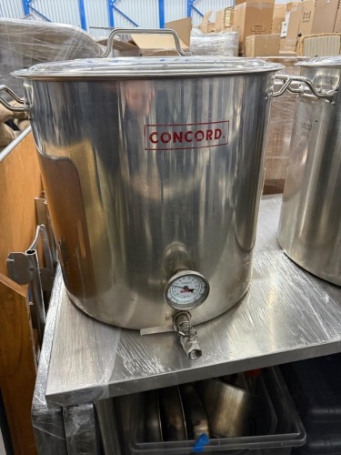 x2 - Concord Stainless Steel Home Brew Kettle Stock Pot