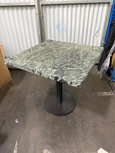 Square Marble-Top Pedestal Table