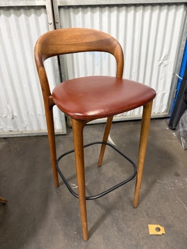 x7 - Wood Counter-Height Bar Stool with Leather Seat