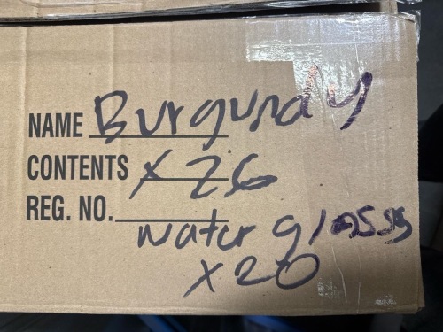 Box Lot of Wine and water glassses