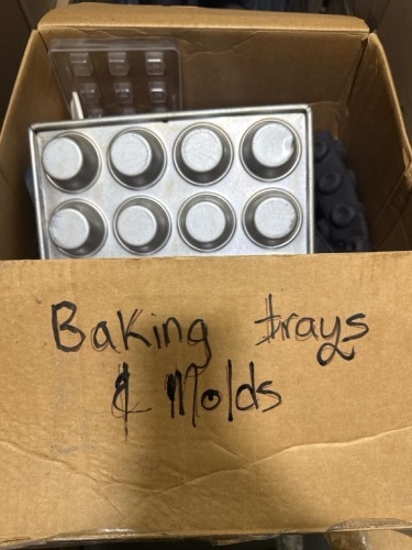 Box Lot of Baking trays and molds