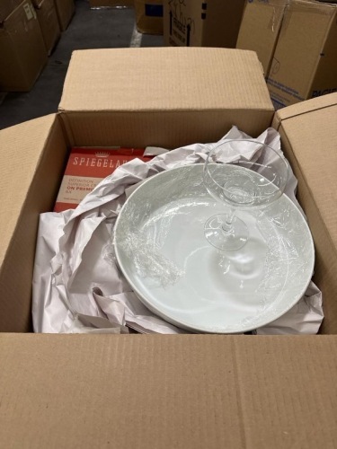 Box Lot of Plates and wine glasses