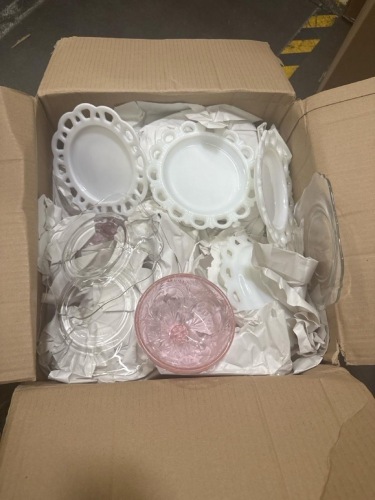 Box Lot of Glassware plates