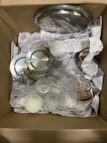 Box Lot of Glass cups and bar items
