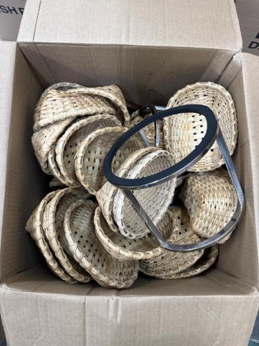 Box Lot of Baskets and pizza holders