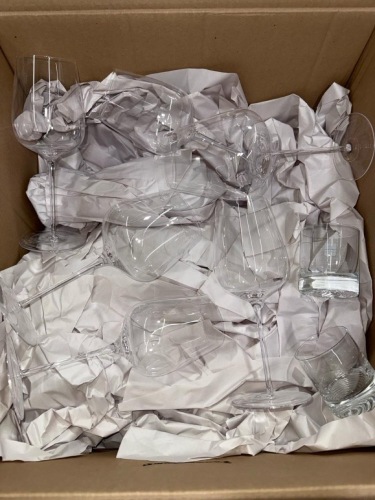 Box Lot of Wine glasses
