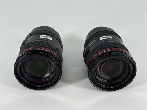 Qty: x2 - CANON IS USM 24-105MM F/4L CAMERA LENS EF - MISSING HOOD