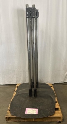 Qty: x4 - MONITOR STAND BASE 2-POLE BLK WITH 72IN CHROME POLES