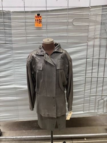 2pc 1980's Era Leather Jacket & Skirt Set
