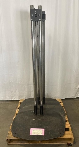 Qty: x4 - MONITOR STAND BASE 2-POLE BLK WITH 72IN CHROME POLES