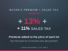 13% Buyer's Premium + 11% Sales Tax