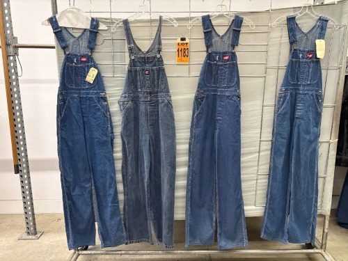 Collection of (4) denim overalls