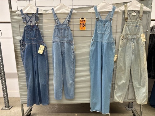 Collection of (4) denim overalls