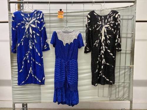 Collection of (3) 1990's era sequined dresses