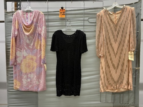 Collection of (2) 1990's era sequined full-lengthdresses