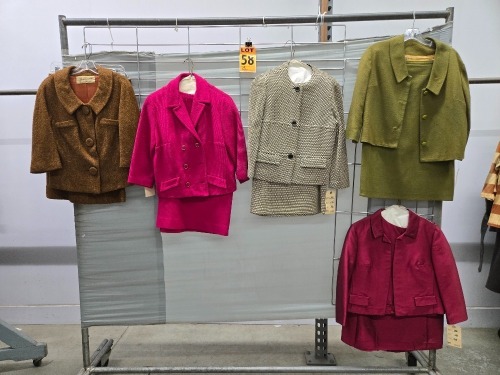 Collection of (5) 1960's era 2pc Sets of Women's Jacket's with Long Skirts