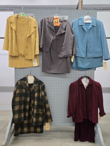 Collection of (5) 1950's era 2/3pc Sets of Women's Jacket's with Long Skirts