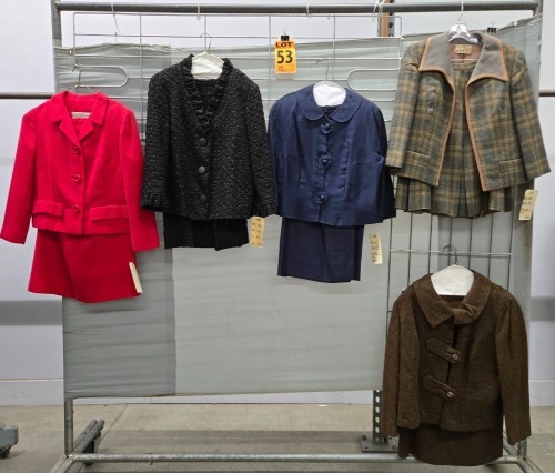 Collection of (5) 1950's era 2/3pc Sets of Women's Jacket's with Long Skirts