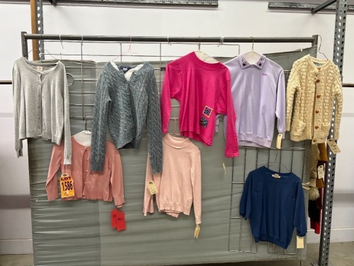 Collection of (8) pullovers, sweaters, various sizes and styles