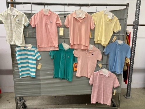 Collection of (9) polos, 1980-90s era, Lacoste, Ralph Lauren