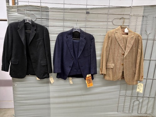 Collection of (3) 2pc suits, 1920s, 50s era