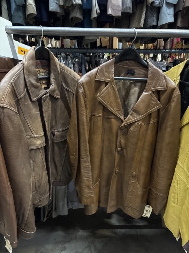 Collection of (10) leather jackets, various sizes and eras