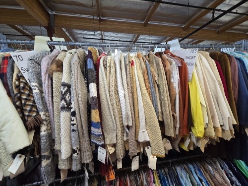 Collection of 1970s era sweater jackets, short trench