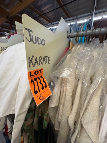 Collection of karate and judo uniforms