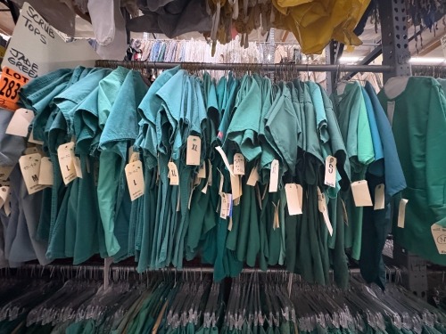 Collection of Scrub Tops, Pants, Surgical Gowns, Jade Green