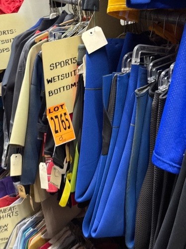 Collection of sports wetsuit bottoms and tops