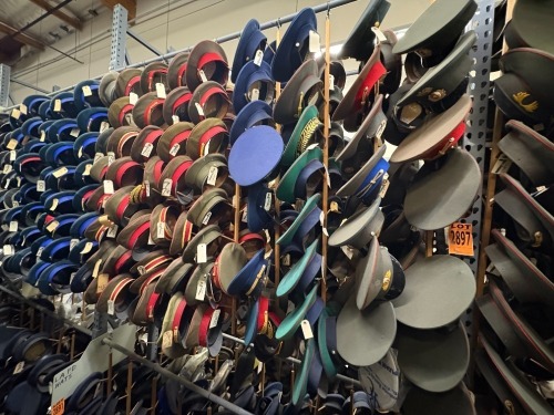 Collection of (20+) Vintage Police Caps & Helmets, Various Sizes, Styles & Eras incl. Motorcycle Police