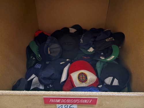 Collection of baseball caps, various organizations