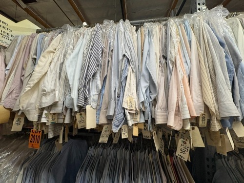 Collection of assorted 1980's stripped patterned dress shirts. Assorted sizes