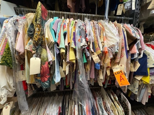 Collection of 1970s era printed shirts, tops