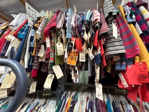 Collection of 1960-1970's boy's long and short sleeve stripped shirts.