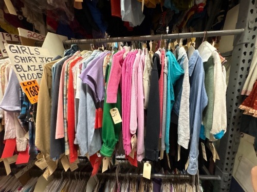 Collection of girl's blazers, hoodies and jackets.