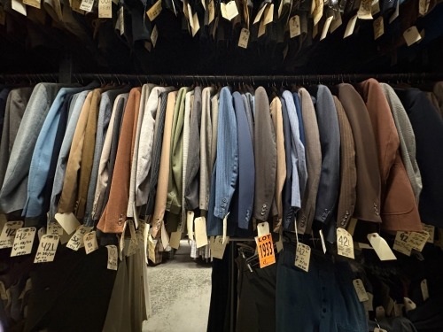 Collection of assorted 3pc 1970's suits. Assorted sizes