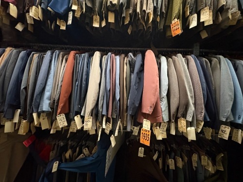 Collection of assorted 3pc 1970's suits. Assorted sizes