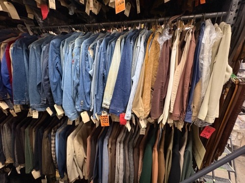 Collection of assorted 1970's suede and denim long sleeve casual shirts. Assorted sizes