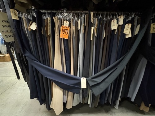 Collection of assorted 1980's non-pleated dress pants. Assorted sizes.