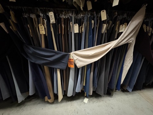 Collection of assorted 1980's non-pleated dress pants. Assorted sizes.