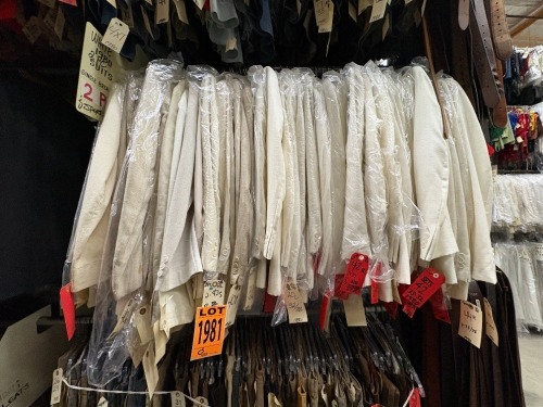 Collection of assorted 1980's 2pc white suits. Assorted sizes