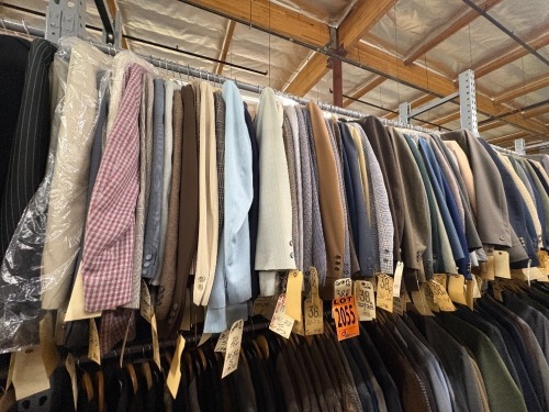 Collection of assorted 2pc 1970's suits. Assorted sizes