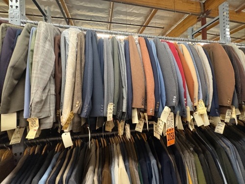 Collection of assorted 2pc 1970's suits. Assorted sizes